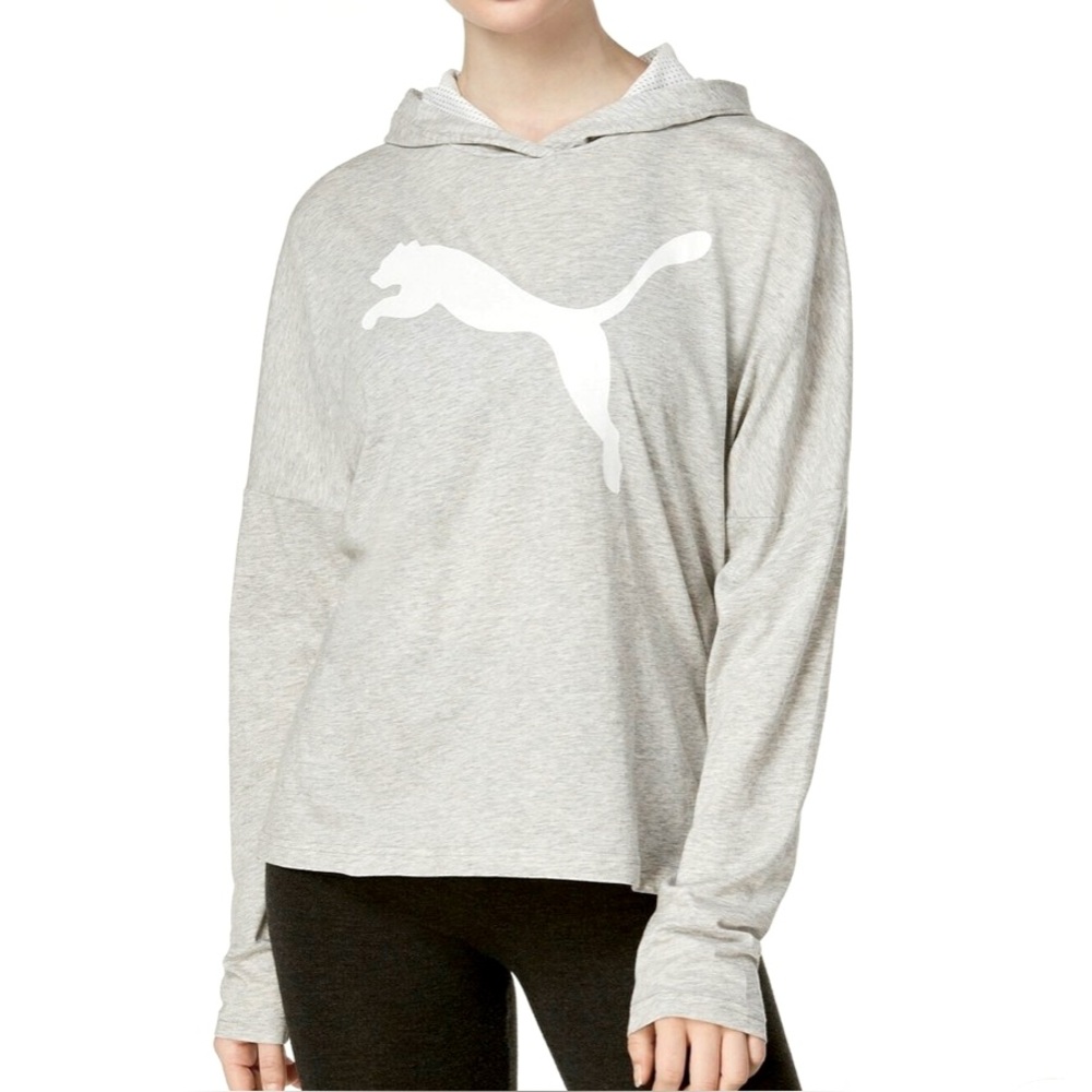 Puma Lightweight Tshirt material Gray Pullover Hoodie small